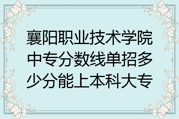 襄阳职业技术学院中专分数线单招多少分能上本科大专