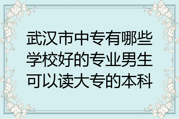 武汉市中专有哪些学校好的专业男生可以读大专的本科