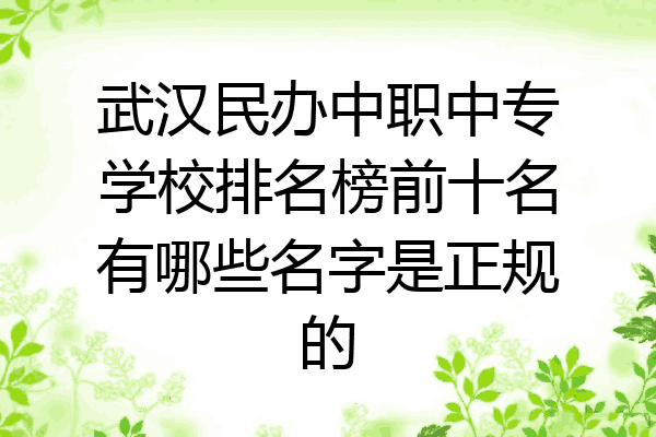 武汉民办中职中专学校排名榜前十名有哪些名字是正规的