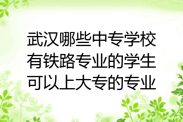 武汉哪些中专学校有铁路专业的学生可以上大专的专业