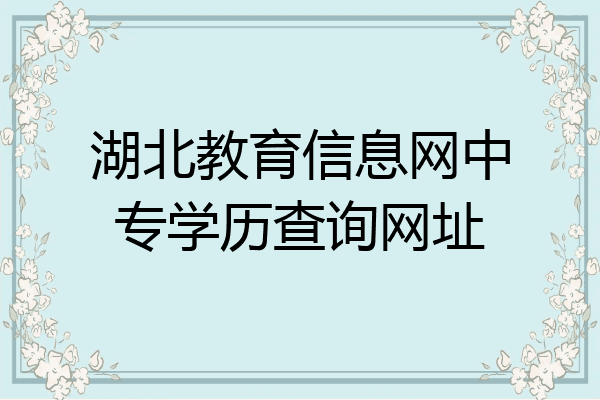 湖北教育信息网中专学历查询网址