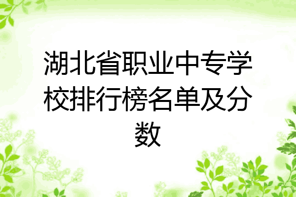 湖北省职业中专学校排行榜名单及分数
