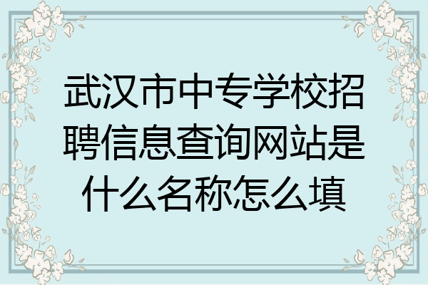 武汉市中专学校招聘信息查询网站是什么名称怎么填