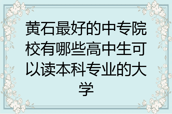 黄石最好的中专院校有哪些高中生可以读本科专业的大学