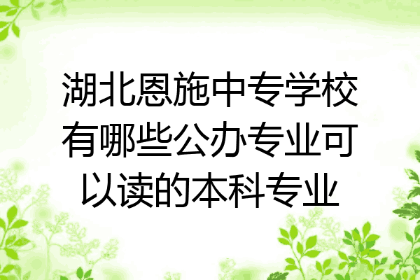 湖北恩施中专学校有哪些公办专业可以读的本科专业