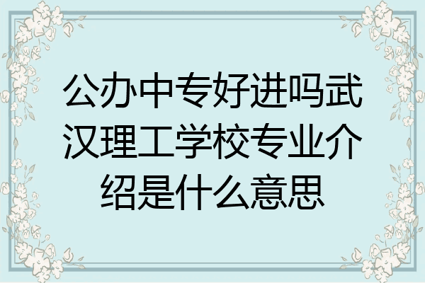 公办中专好进吗武汉理工学校专业介绍是什么意思