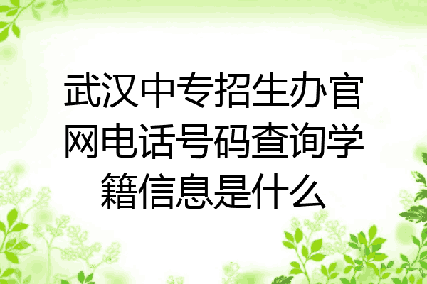 武汉中专招生办官网电话号码查询学籍信息是什么