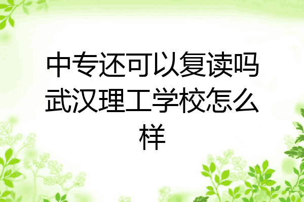 中专还可以复读吗武汉理工学校怎么样