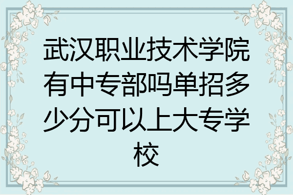 武汉职业技术学院有中专部吗单招多少分可以上大专学校