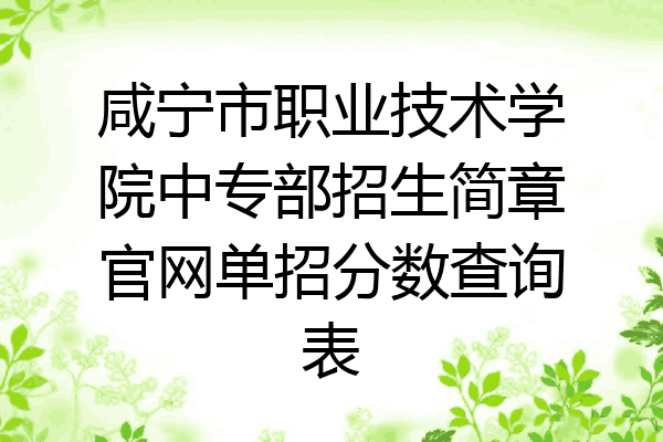 咸宁市职业技术学院中专部招生简章官网单招分数查询表