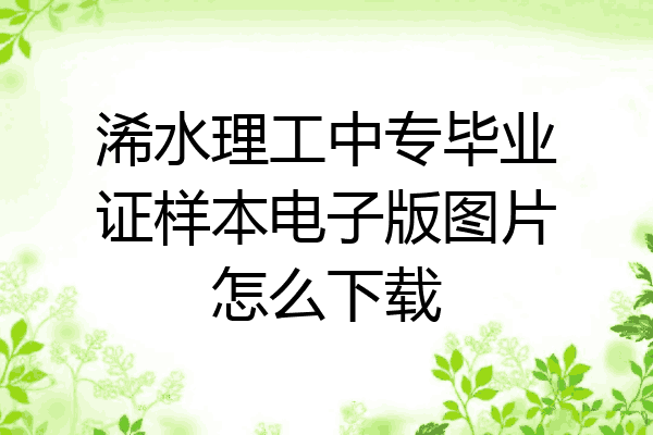 浠水理工中专毕业证样本电子版图片怎么下载