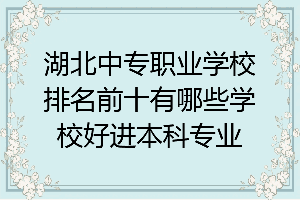 湖北中专职业学校排名前十有哪些学校好进本科专业
