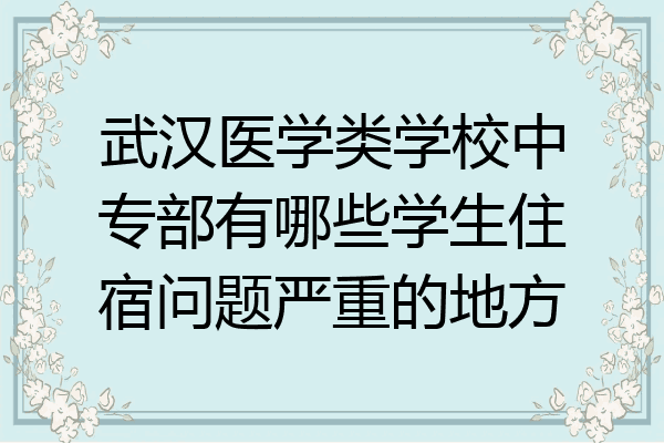 武汉医学类学校中专部有哪些学生住宿问题严重的地方
