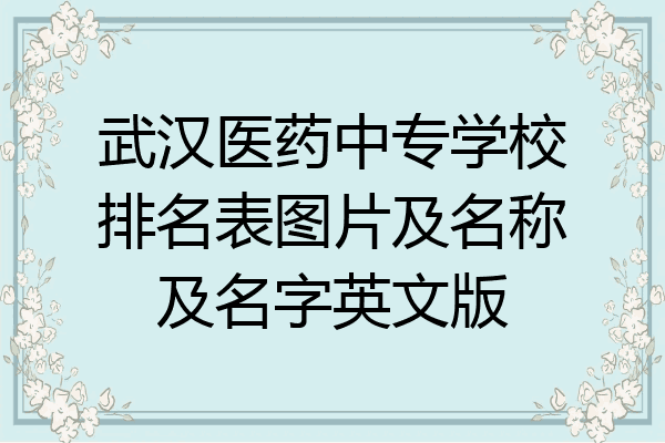 武汉医药中专学校排名表图片及名称及名字英文版