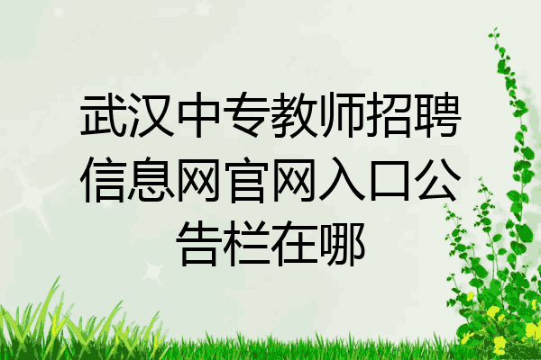武汉中专教师招聘信息网官网入口公告栏在哪