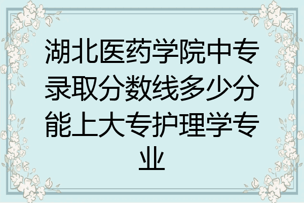 湖北医药学院中专录取分数线多少分能上大专护理学专业