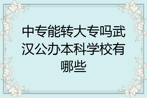 中专能转大专吗武汉公办本科学校有哪些