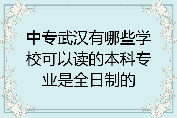 中专武汉有哪些学校可以读的本科专业是全日制的