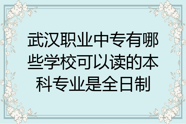 武汉职业中专有哪些学校可以读的本科专业是全日制