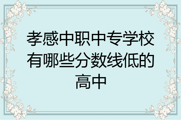 孝感中职中专学校有哪些分数线低的高中