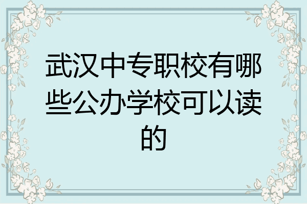 武汉中专职校有哪些公办学校可以读的