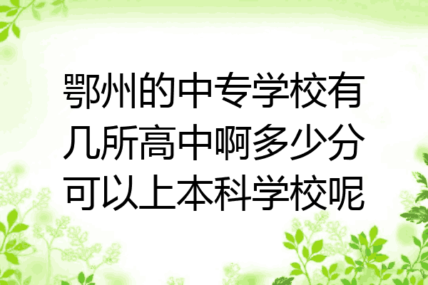 鄂州的中专学校有几所高中啊多少分可以上本科学校呢