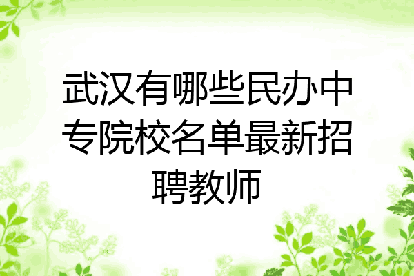 武汉有哪些民办中专院校名单最新招聘教师