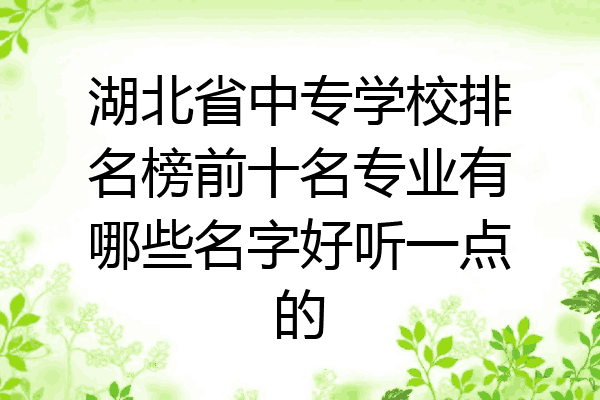 湖北省中专学校排名榜前十名专业有哪些名字好听一点的