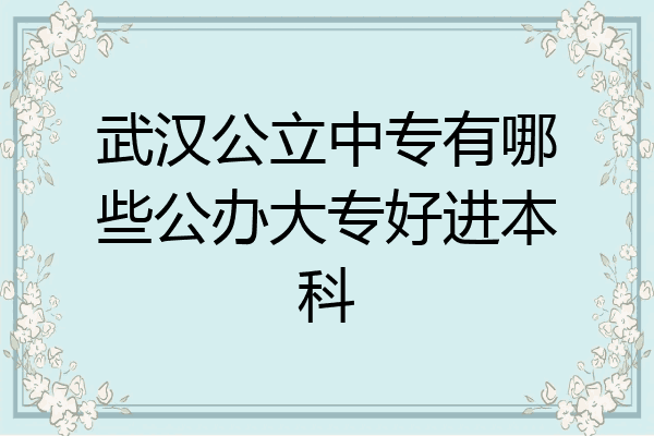 武汉公立中专有哪些公办大专好进本科