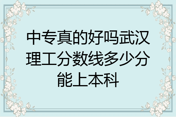 中专真的好吗武汉理工分数线多少分能上本科
