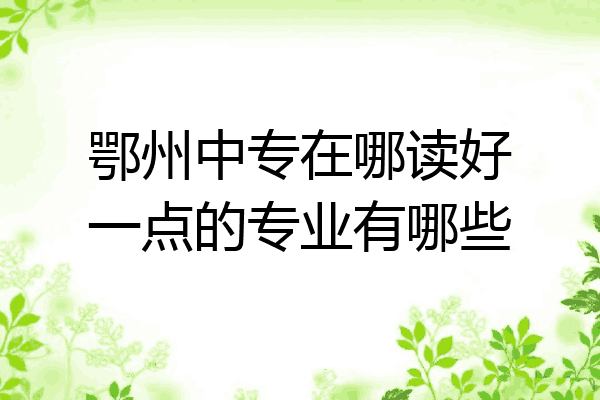 鄂州中专在哪读好一点的专业有哪些