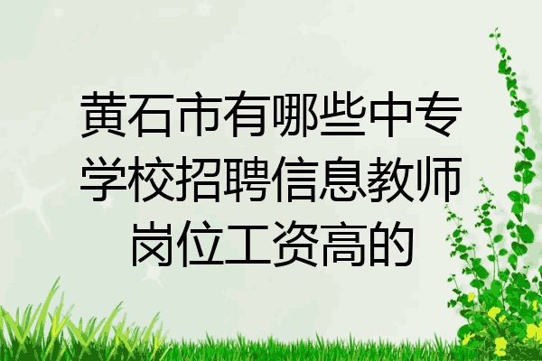 黄石市有哪些中专学校招聘信息教师岗位工资高的