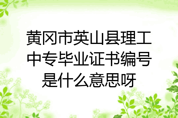 黄冈市英山县理工中专毕业证书编号是什么意思呀