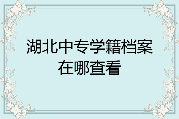 湖北中专学籍档案在哪查看