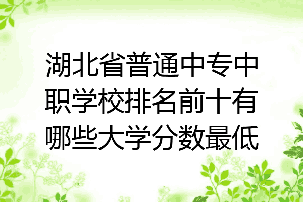 湖北省普通中专中职学校排名前十有哪些大学分数最低