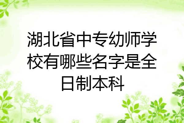 湖北省中专幼师学校有哪些名字是全日制本科