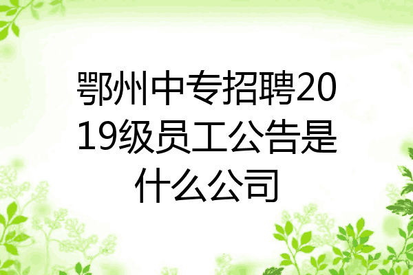 鄂州中专招聘2019级员工公告是什么公司
