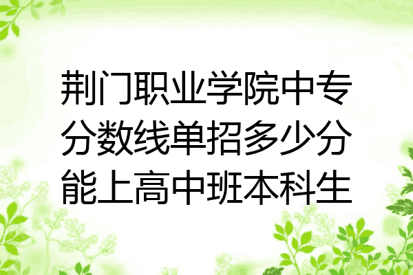 荆门职业学院中专分数线单招多少分能上高中班本科生