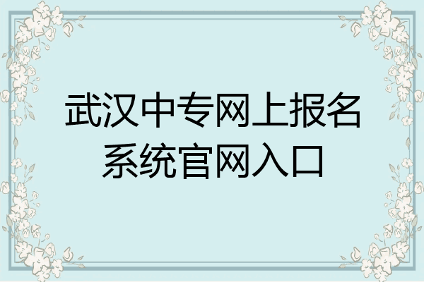 武汉中专网上报名系统官网入口