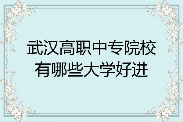 武汉高职中专院校有哪些大学好进