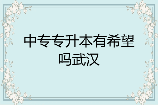 中专专升本有希望吗武汉