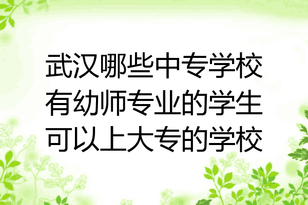 武汉哪些中专学校有幼师专业的学生可以上大专的学校
