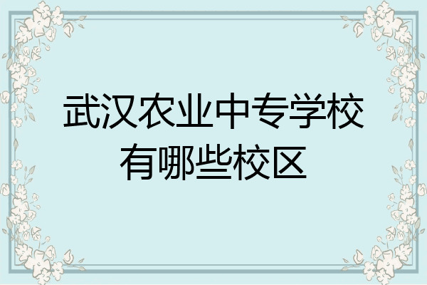 武汉农业中专学校有哪些校区