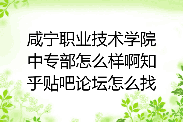咸宁职业技术学院中专部怎么样啊知乎贴吧论坛怎么找