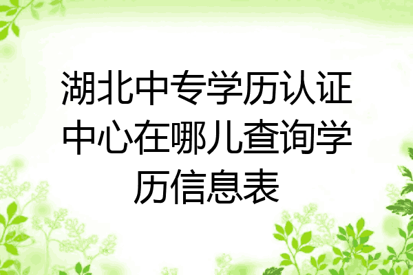 湖北中专学历认证中心在哪儿查询学历信息表