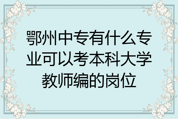 鄂州中专有什么专业可以考本科大学教师编的岗位