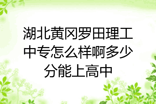 湖北黄冈罗田理工中专怎么样啊多少分能上高中