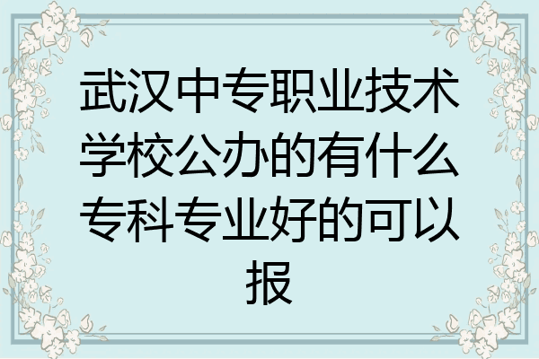 武汉中专职业技术学校公办的有什么专科专业好的可以报