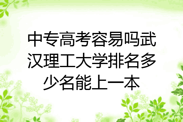 中专高考容易吗武汉理工大学排名多少名能上一本