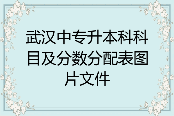 武汉中专升本科科目及分数分配表图片文件